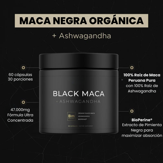 Maca Negra Peruana 40x + Ashwagandha KSM-66