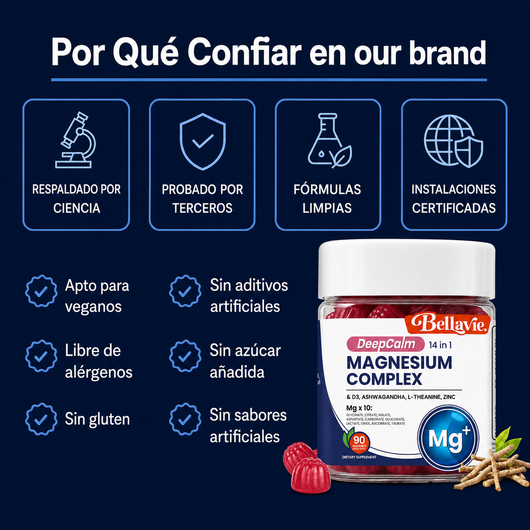 DeepCalm® - Complejo de Magnesio 14 en 1 con Ashwagandha y L-Teanina